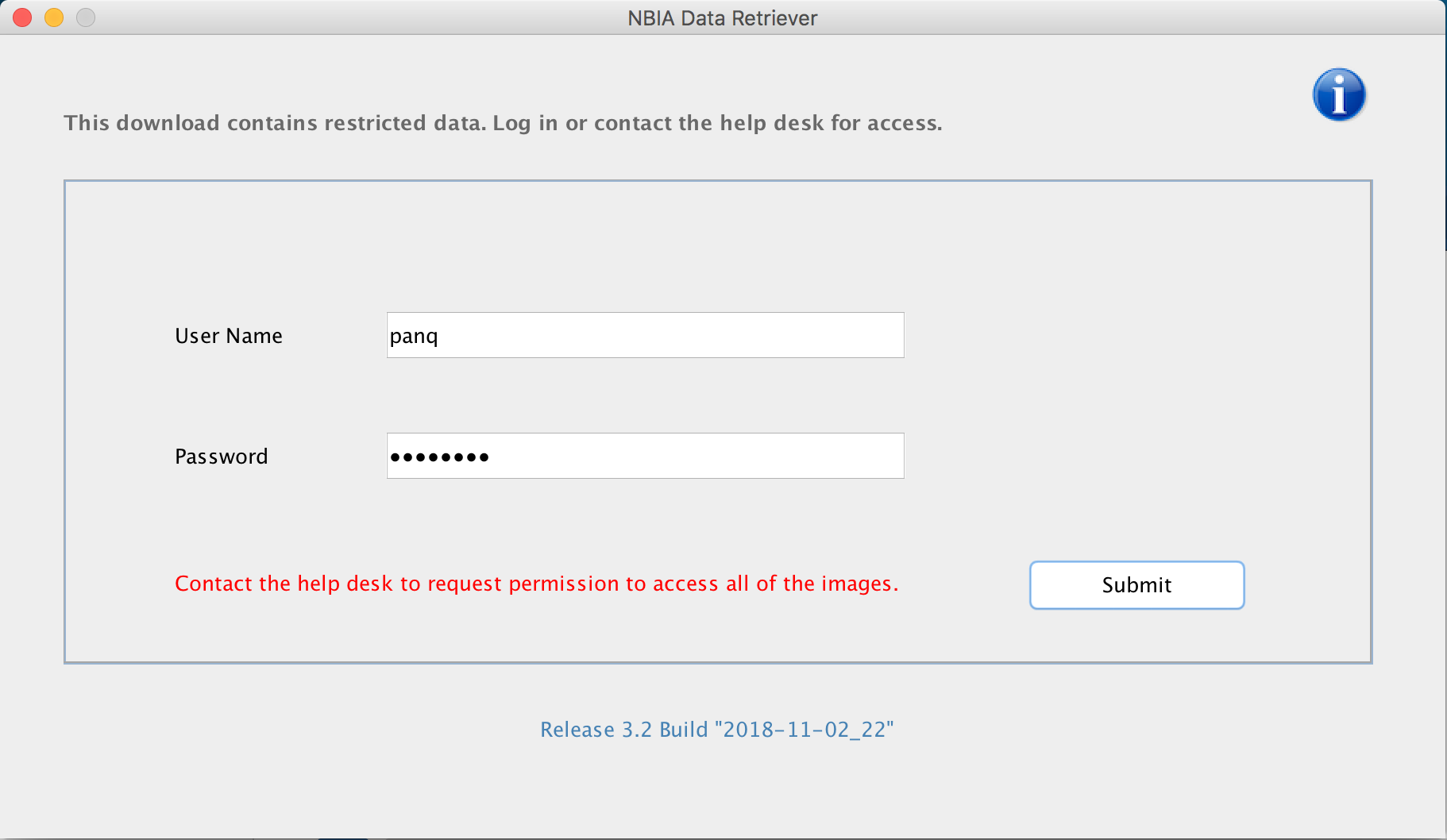 TCIA Downloader contact the help desk to request permission to access all of the images