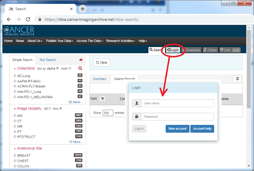 TCIA Support Knowledge Base > How do I obtain a TCIA username and password? > image2019-5-29_14-28-5.png