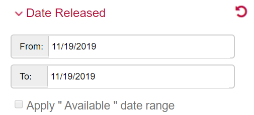 Date Released search filter