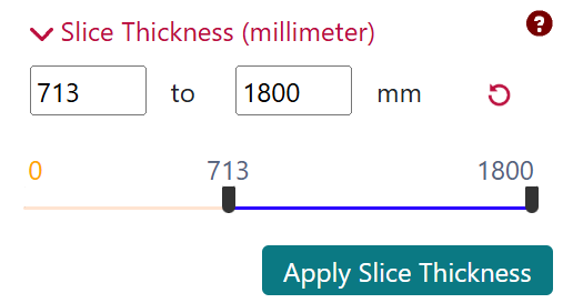 Slice Thickness (millimeter) filter showing a number slider and the Apply Slice Thickness button