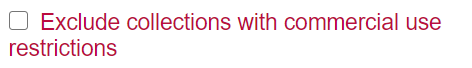 Checkbox next to Exclude collections with commercial use restrictions