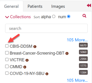 List of collections on the General tab