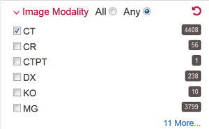 Checklist of image modalities with CT selected