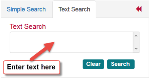 Text Search tab with Text Search box within it