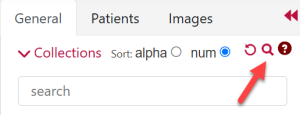 Collections filter highlighting the search box and magnifying glass